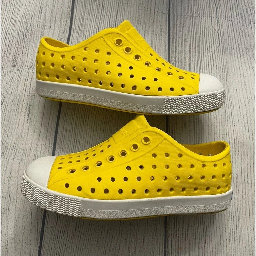 Native Shoes Kids Yellow Slip-On Water-Friendly Sneakers with White Toe
